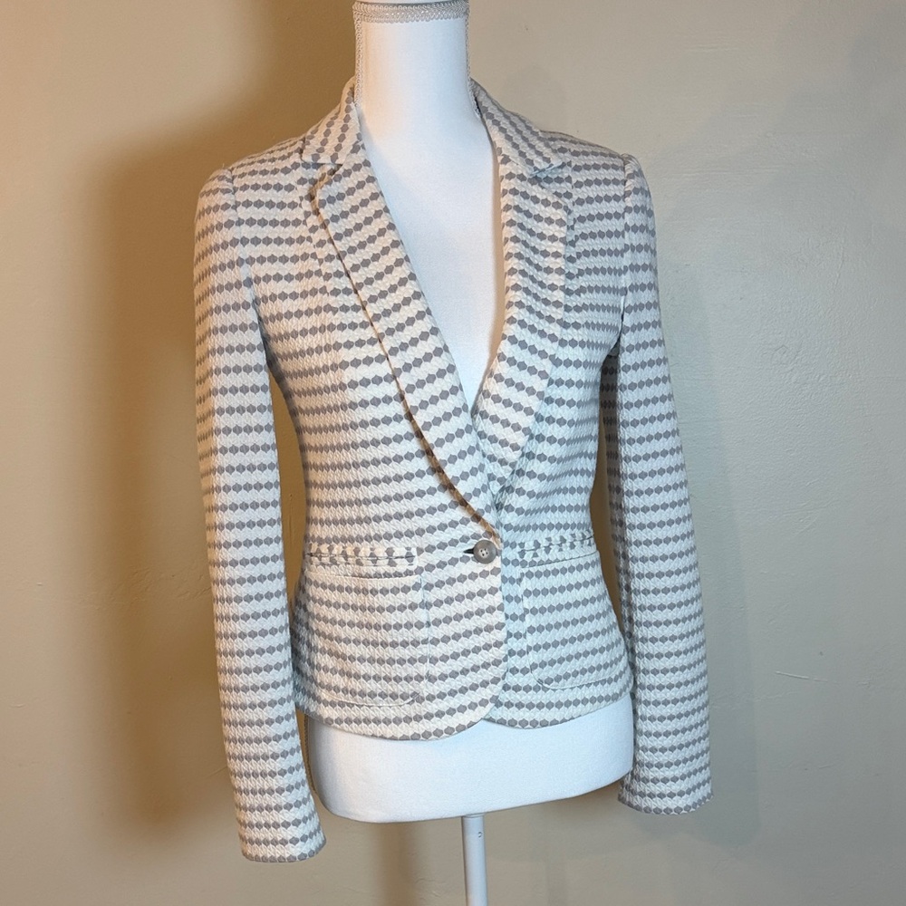 Anthropologie Cartonnier Women's Jacket Blazer One Button 2 Pockets Size 4